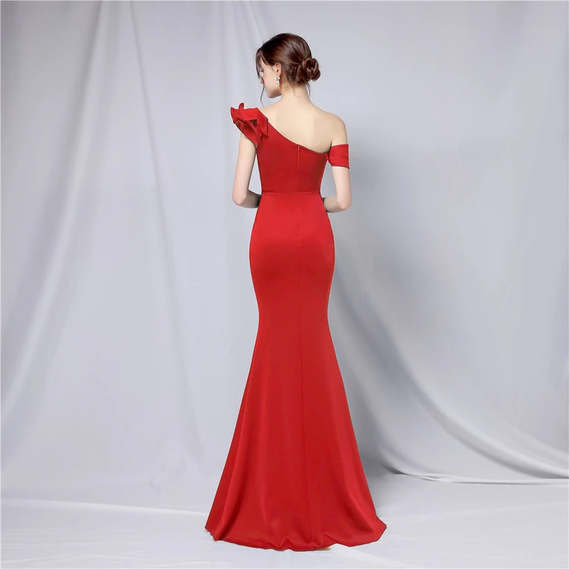 Sechsfarbiges, einseitig schulterfreies Abendkleid für festliche Anlässe, langes, elegantes, figurbetontes und sexy Meerjungfrauenkleid view 36