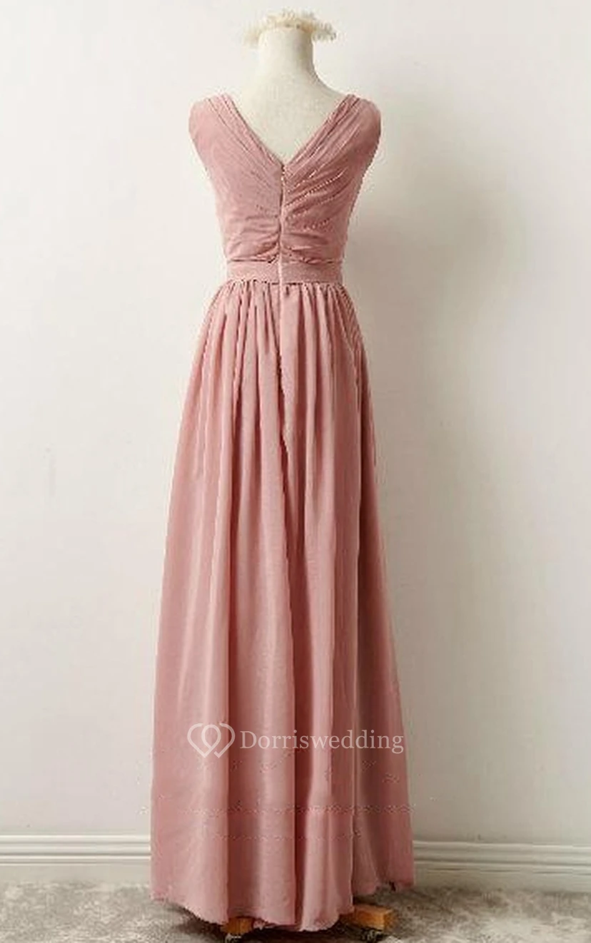 Short Maxi V-neck Chiffon Dress view 2