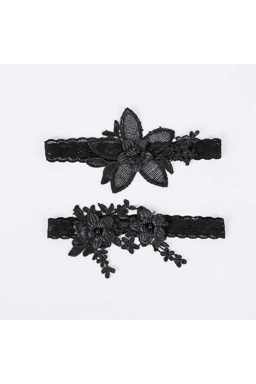 Hot Bridal Garter Black Lace Two Piece Elastic Garter Within 16-23inch view 2