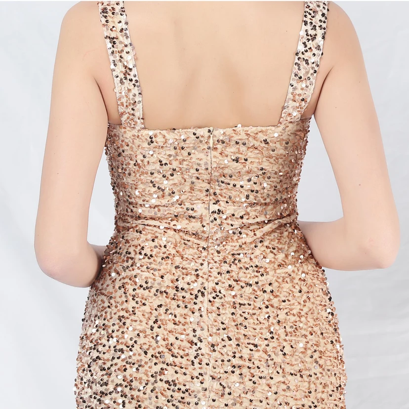 Craft Ostrich Feather Velvet Sequined Evening Dress view 16