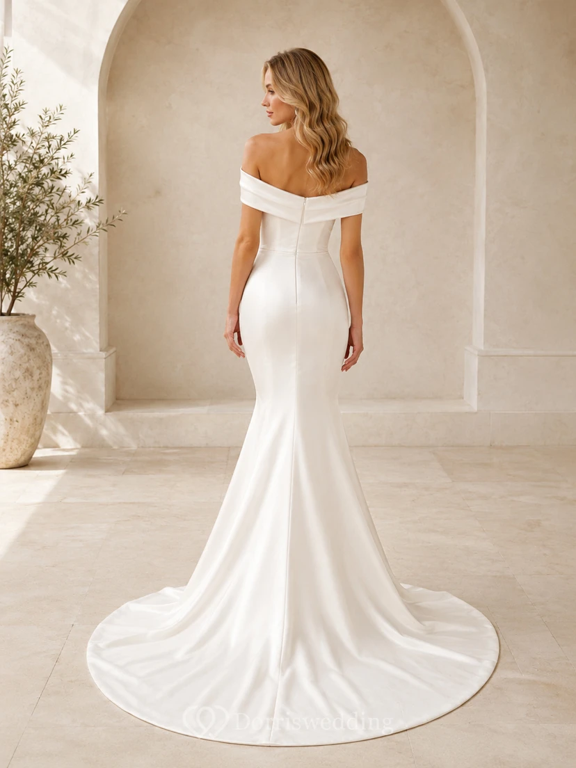 Strandhochzeitskleid aus Chiffon, A-Linie, Spaghettiträger, Schleppe, tiefem V-Ausschnitt am Rücken view 2