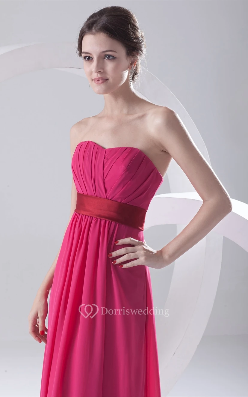 Strapless Long Chiffon Ruching and Dress With Pleats view 3