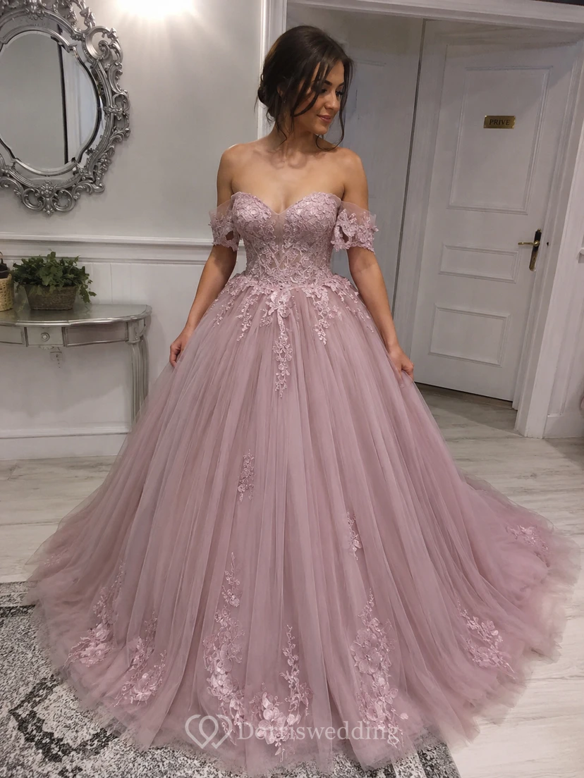 Sweetheart Ball Gown Tulle A-line Applique Exquisite Prom Dress view 9
