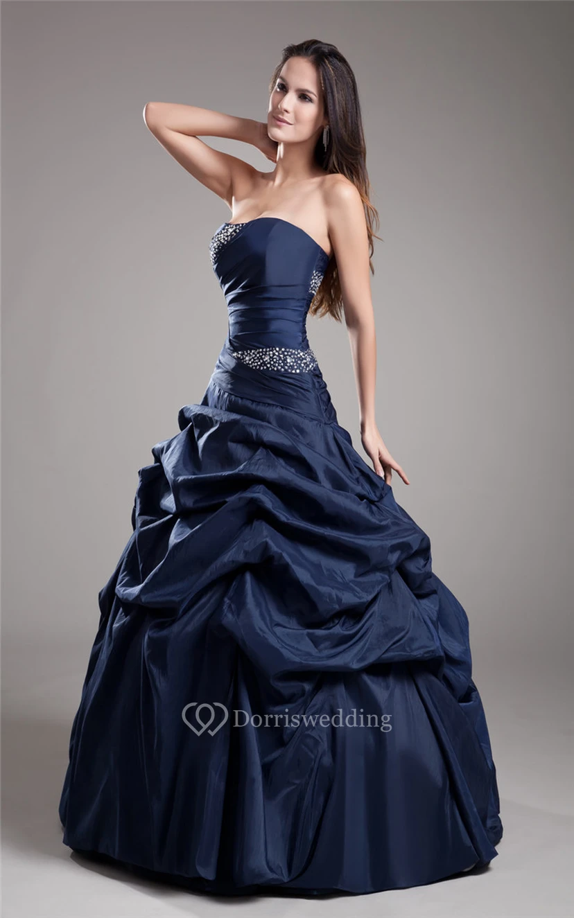 A-Line Taffeta Ball Gown With Ruching and Beading view 2