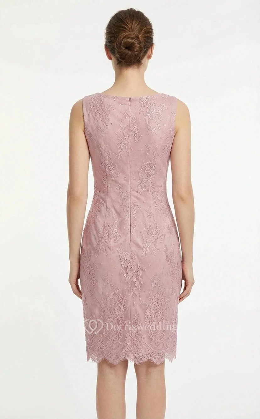 Satin 3/4 Sleeve Knee-Length MOB Gown view 4