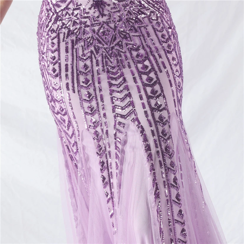 Crafted Beaded Positioning Flower Beads Splicing Mesh Gauze High-End Evening Dress view 20