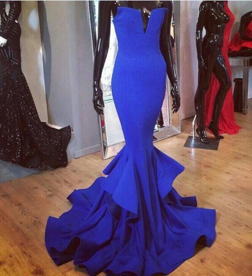 Robe de soirée sirène bleu roi pour femme, élégante et magnifique, disponible en ligne. view 2