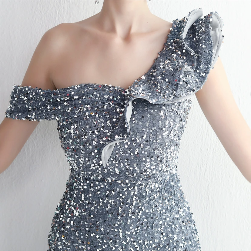 Imitation, handgefertigt, Pailletten, schulterfrei, Dankeschön-Bankett, schmaler Meerjungfrauenrock, Hochzeitsauto-Modellausstellung, Prominentenbankett view 35