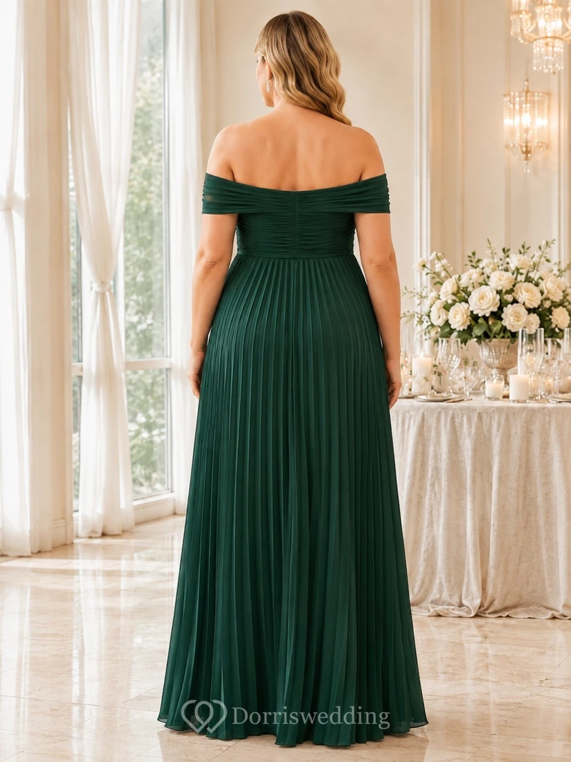 Elegant Dark Green Off-the-shoulder Short Sleeve Floor-length Jersey Empire Maternity Dress view 2