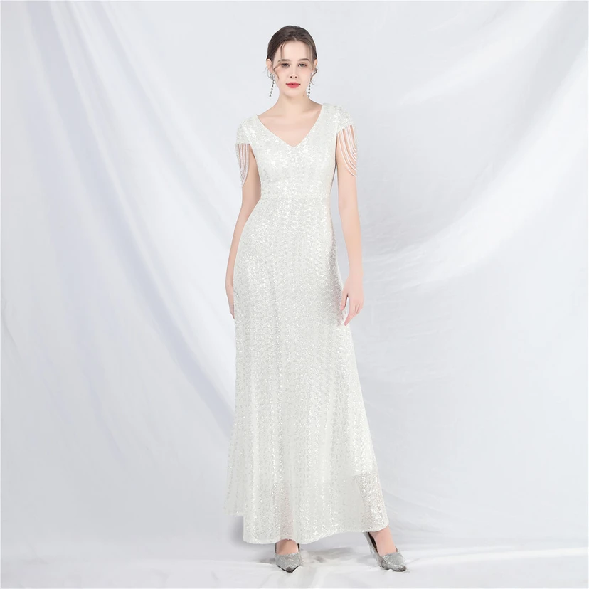 A-Line Big Swing Dress Craft Sequined Long A-Line Evening Dress view 43