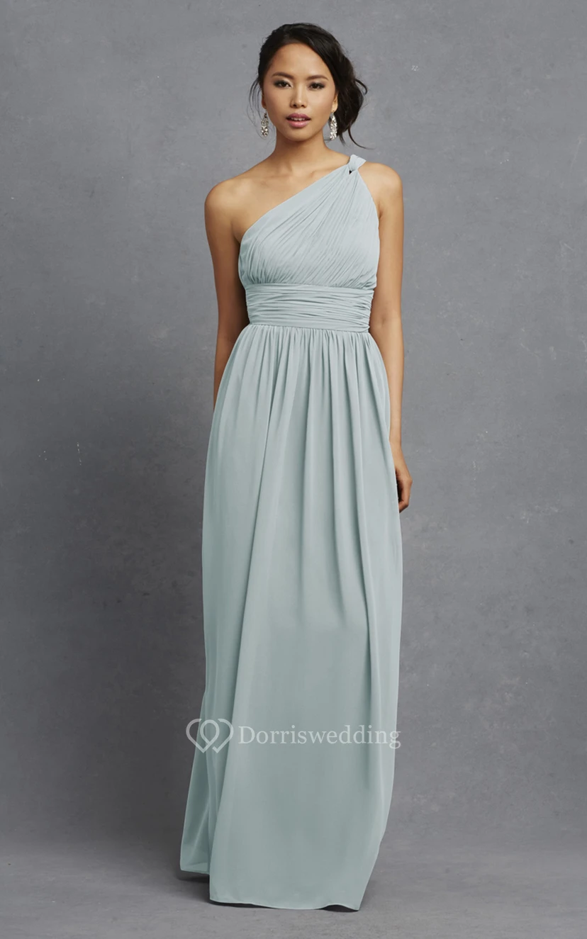 Long-Chiffon Modern One-Shoulder Dress With Ruching view 31