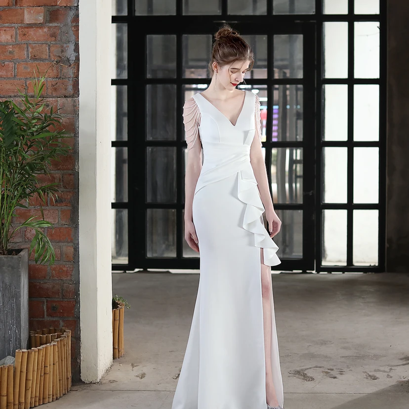 Toast Dress Bride Long Sling Thank-You Banquet Slim Fishtail Skirt Wedding Car Model Exhibition Dress view 62