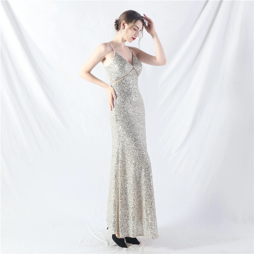 Robe longue trapèze évasée à paillettes, modèle phare du quotidien view 48