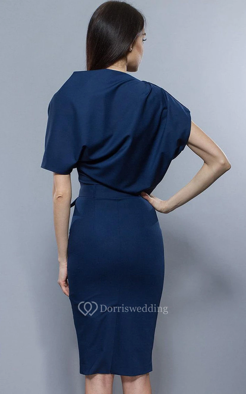 Top oversize ajustado de jersey hasta la rodilla con cinturón azul oscuro view 3