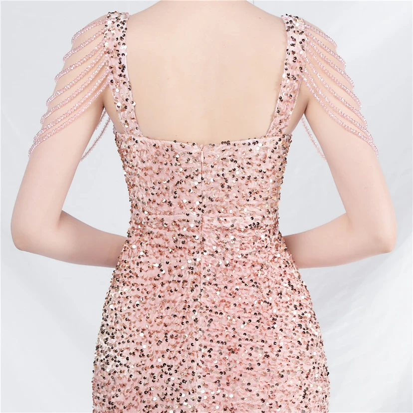 Craft Sequined Velvet Bottom Imitation Handmade Fantasy Sequin Evening Dress Daily Mini Dress view 7