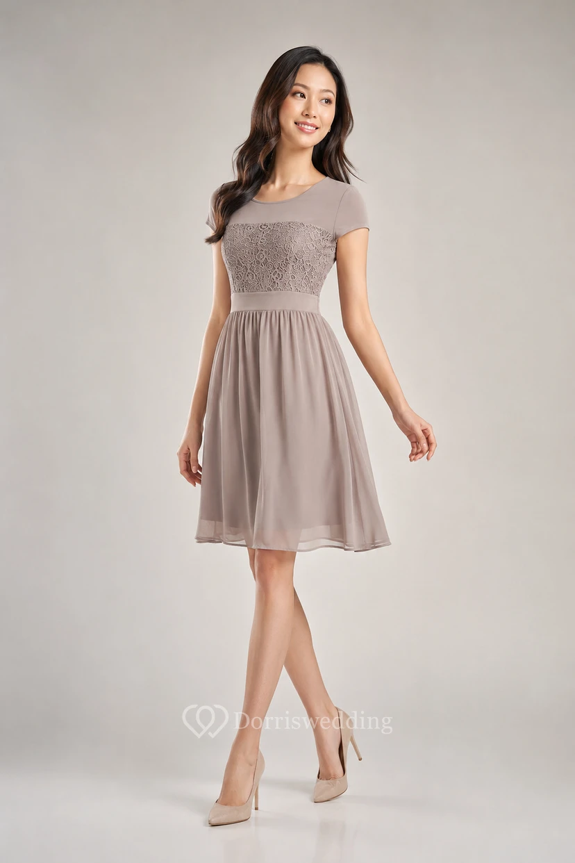 Kurzärmeliges, knielanges Kleid mit Spitzenverzierungen view 10