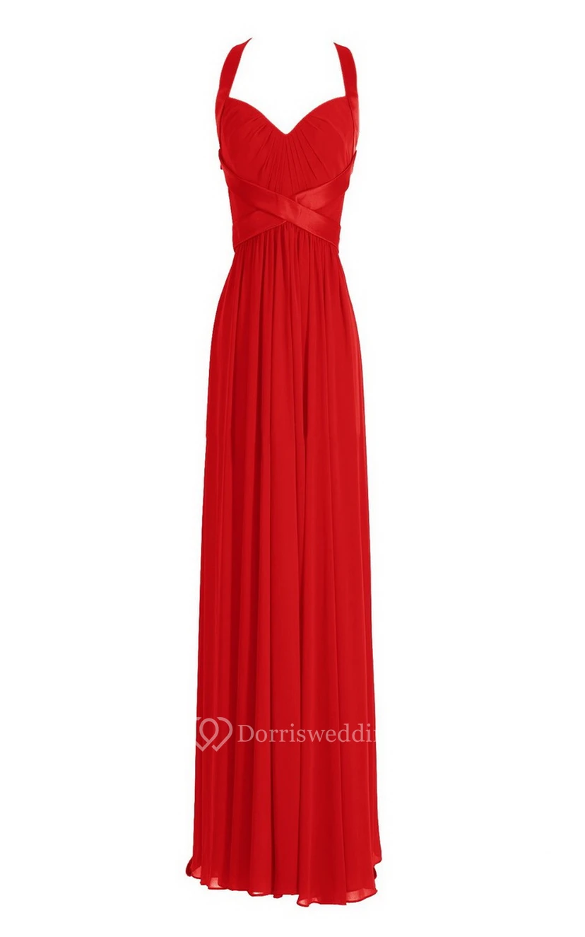 Sleeveless Empire Long Chiffon Crisscross Dress view 18