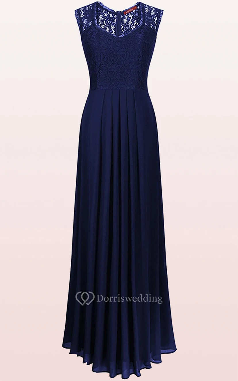 Casual Lace Chiffon Scalloped Sleeveless A Line Guest Dress With Ruffles view 3