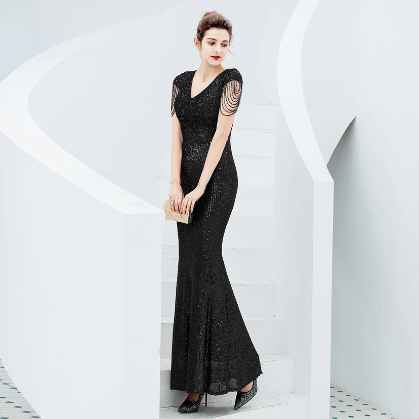 Evening Dress For Women Elegant Banquet Temperament Long Sequins Aura Queen Fishtail Slim view 25