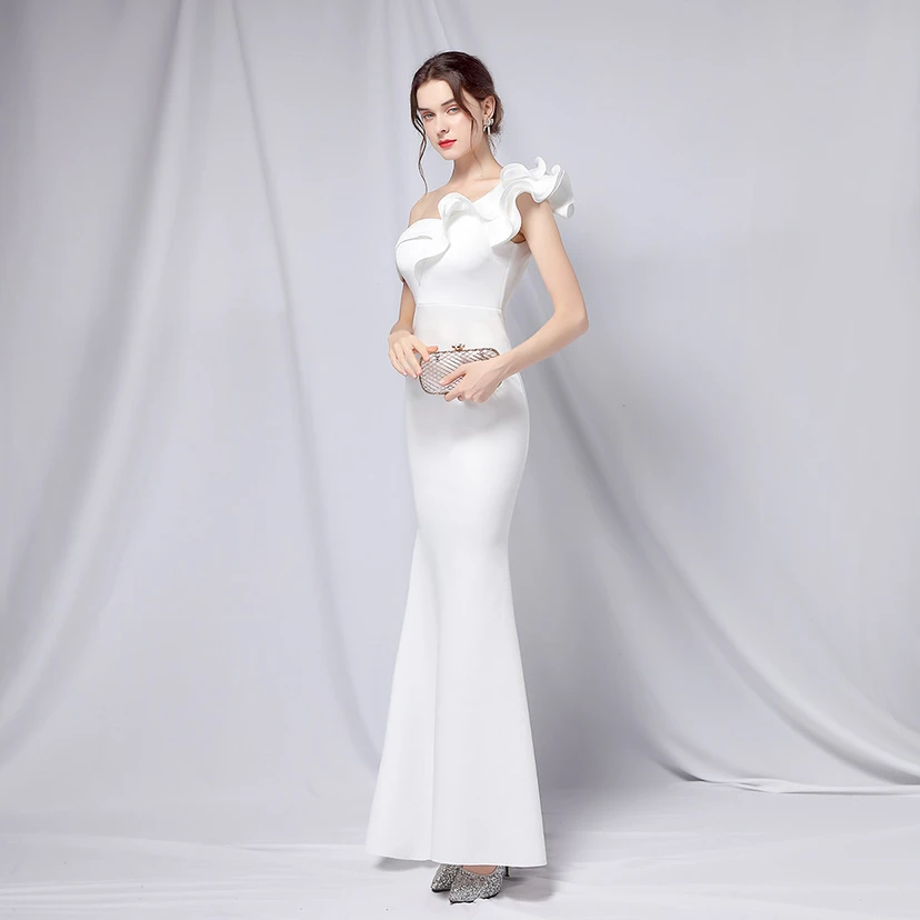 Sechsfarbiges, einseitig schulterfreies Abendkleid für festliche Anlässe, langes, elegantes, figurbetontes und sexy Meerjungfrauenkleid view 12