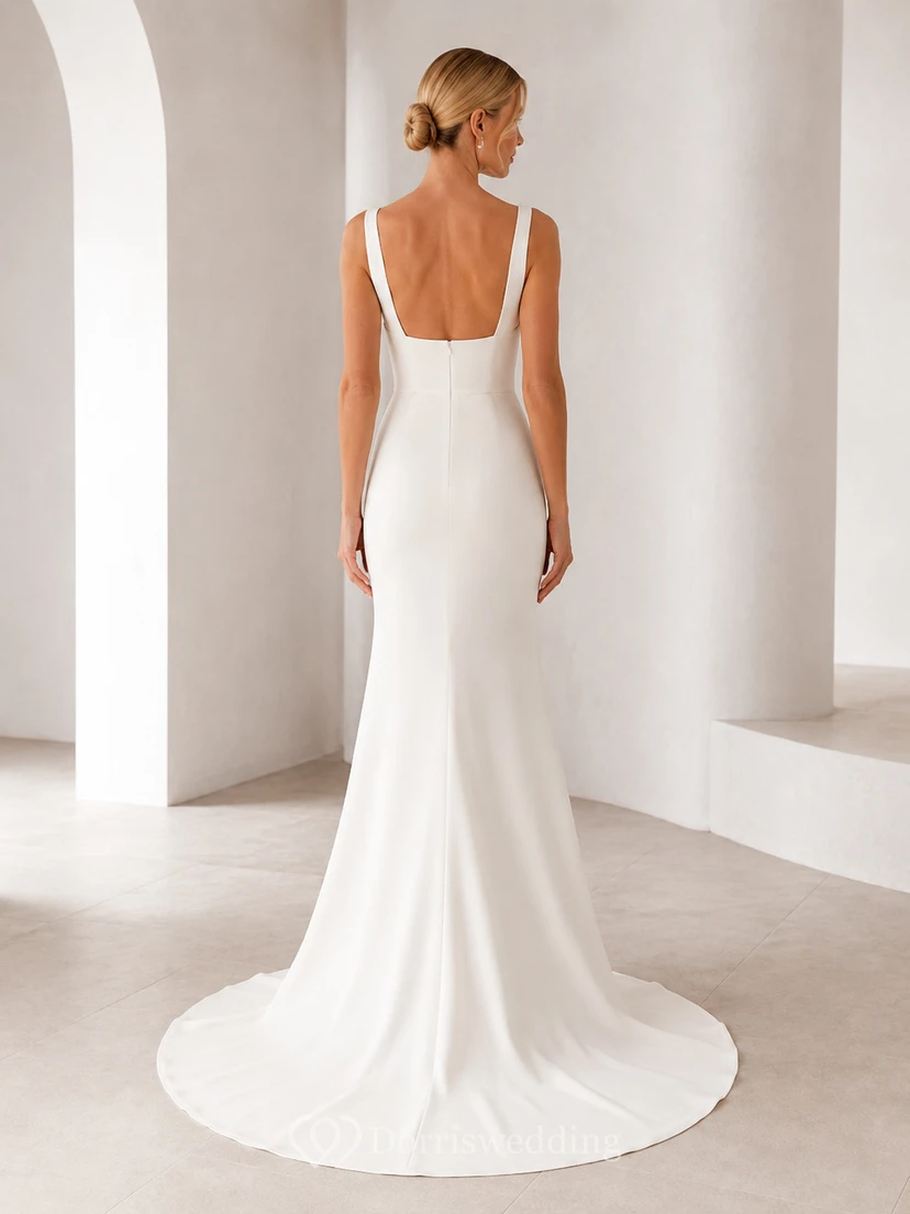 Brautkleid aus Satin, A-Linie, trägerlos, mit Schleppe view 2
