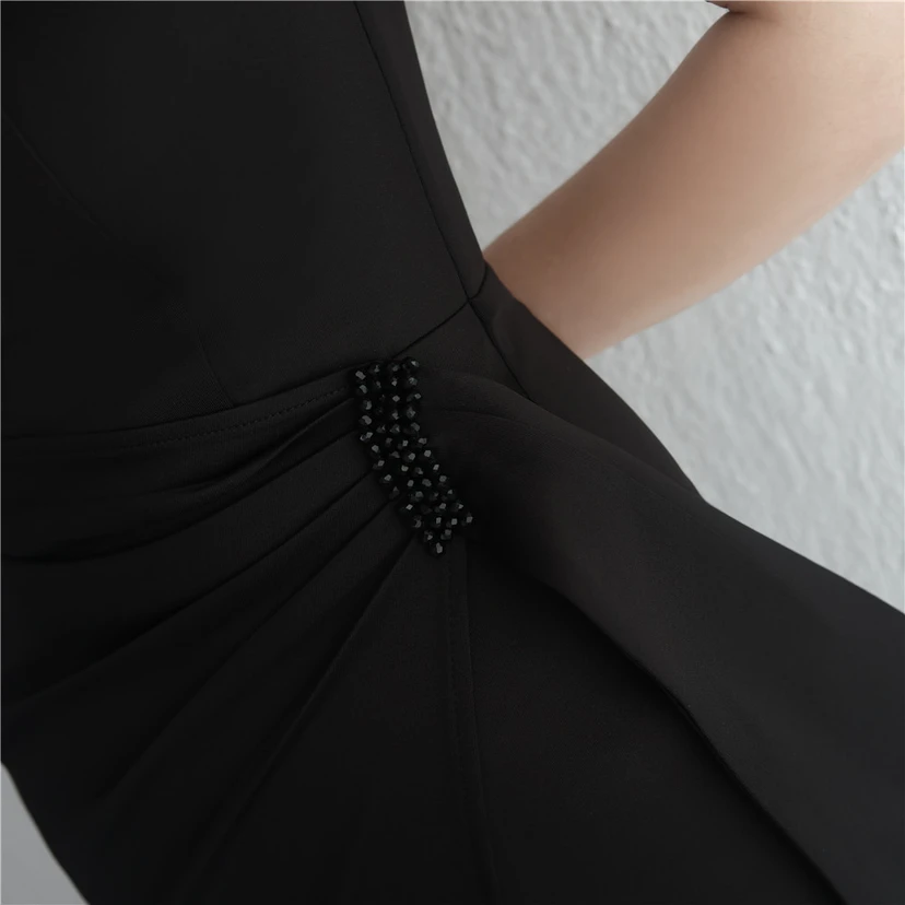 Satin-Kleid mit Perlenbesatz, langem Schlitz, schmal geschnitten, Meerjungfrauenschnitt, für Promi-Dinner, Hochzeiten, Autoausstellungen, Modellbau view 19
