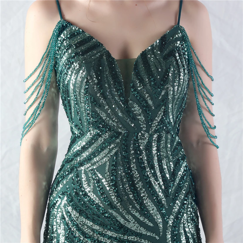 Layered Beads Spliced ​​Mesh High-End Evening Dress view 101
