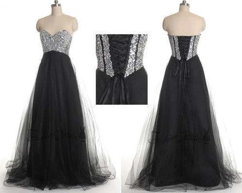 Glamorous Sweetheart Sleeveless Tulle Prom Dress With Sequins view 2