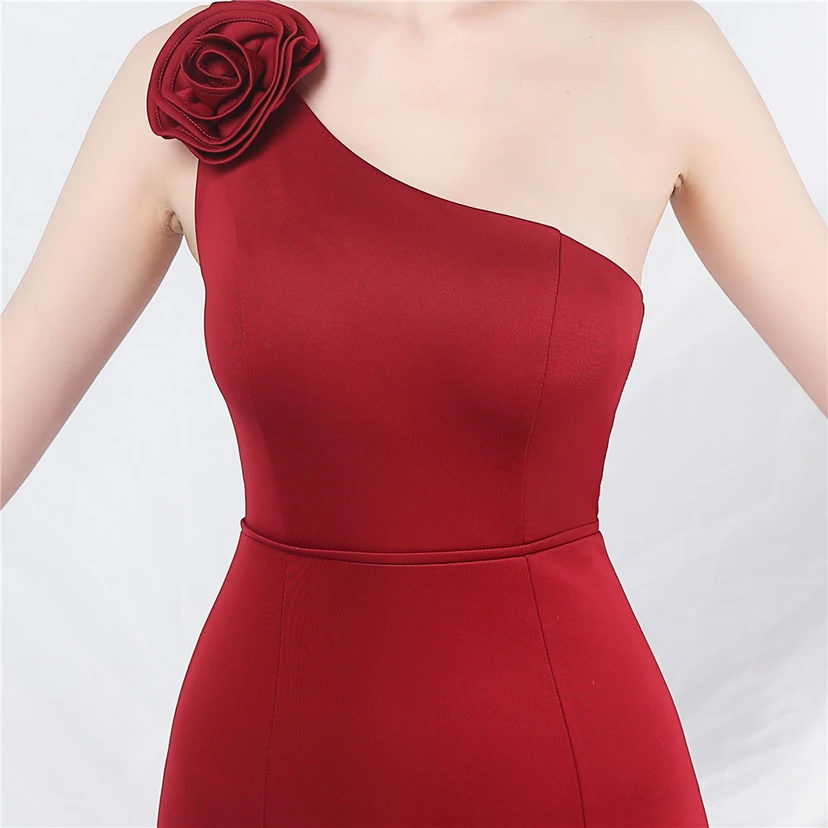 Unique Fashion Flower Design Simple And Elegant One-Shoulder Long Dress High-End Evening Dress view 26