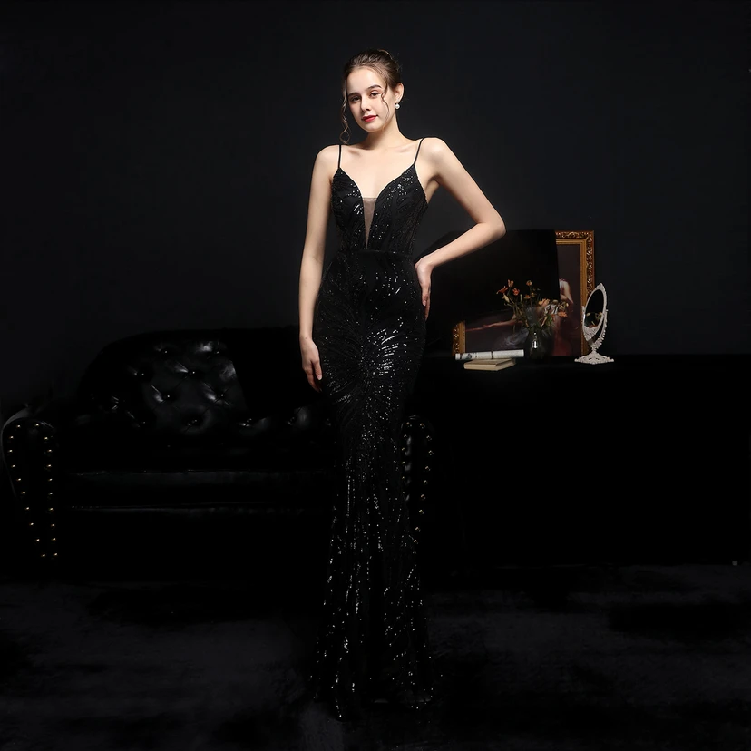 Sequined Fishtail Long Dress Performance Internet Celebrity Event Banquet Car Model Etiquette Evening Dress view 26