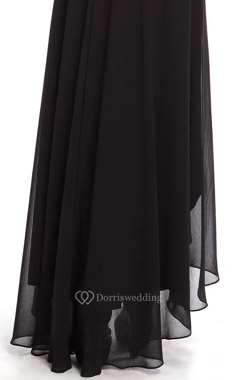 Sleeveless Asymmetrical Chiffon Dress With Illusion Style view 4