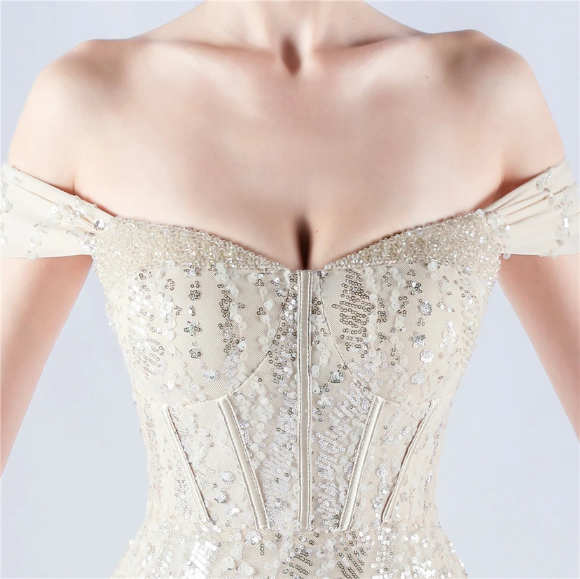 Craft Beading Mesh Sequins Evening Dress Annual Meeting Performance Host view 26