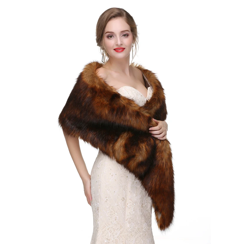 Bridal Winter Warm Wool Cape Fur Wedding Dress Fox Fur Waistcoat view 21