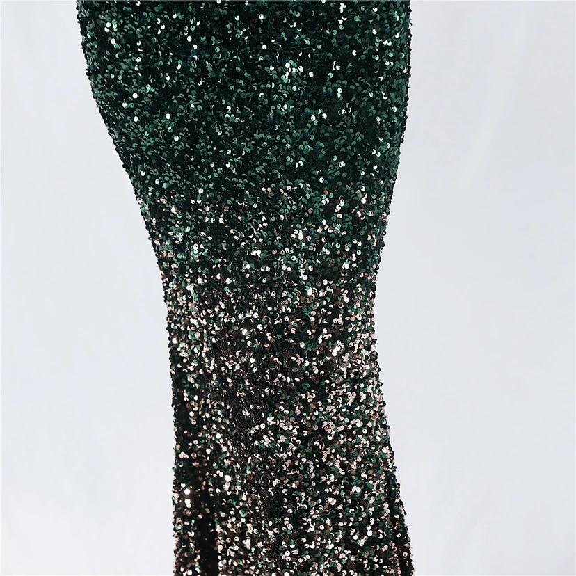 Velvet-Bottom Gradient Sequined Sexy Beaded Suspender Evening Dress view 19