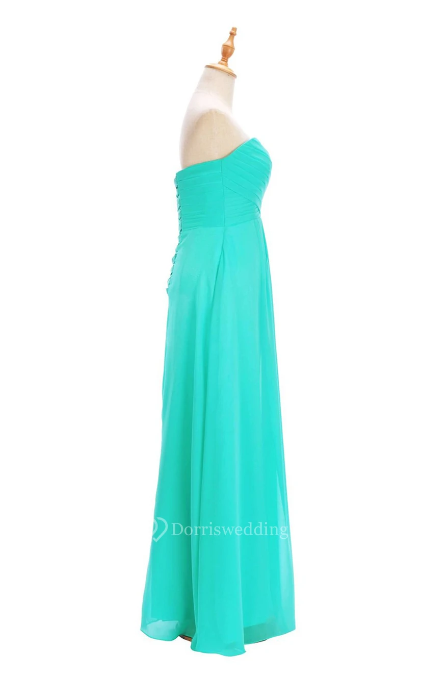 Sweetheart Criss-cross Chiffon A-line Dress With Lace-up Back view 17