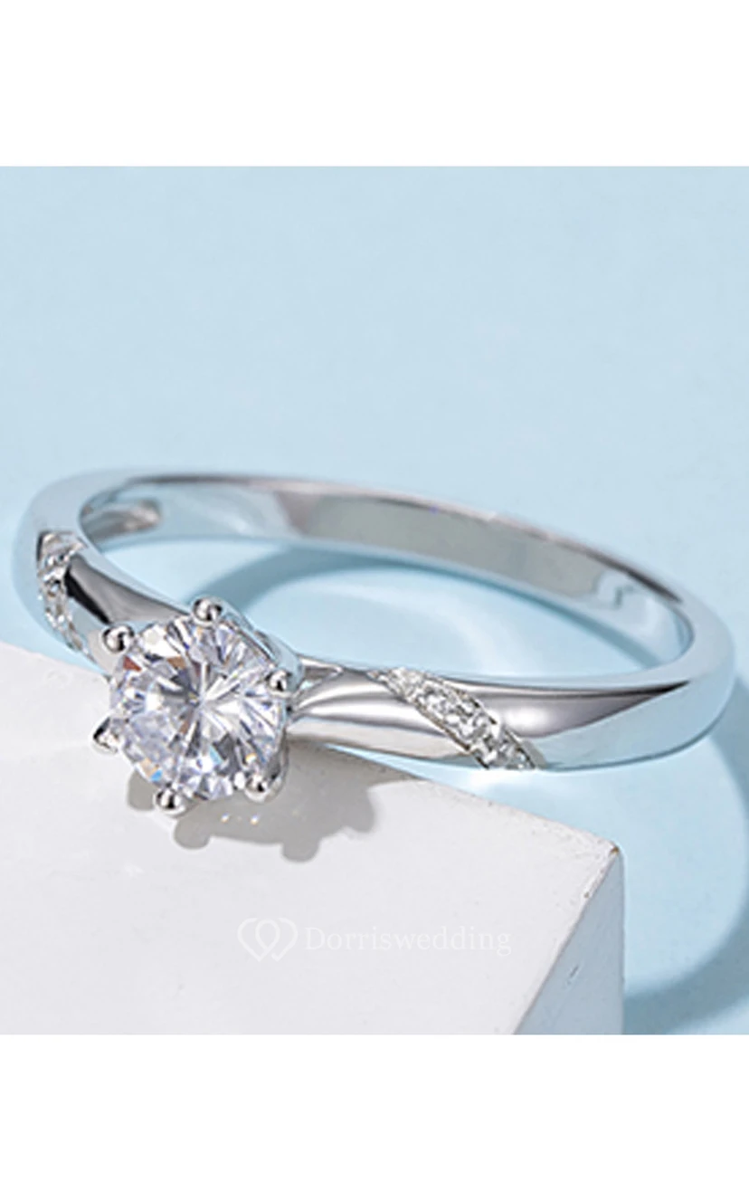 0.5 CT Moissanite 925 Silver Engagement Wedding Rings view 2