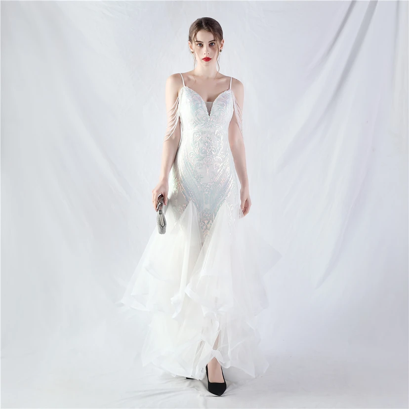 Handgefertigte Perlen, festes Netz, Positionierungsblumenperlen, Spleißnetz, heißes Tanz-Feier-Performance-Kleid view 15
