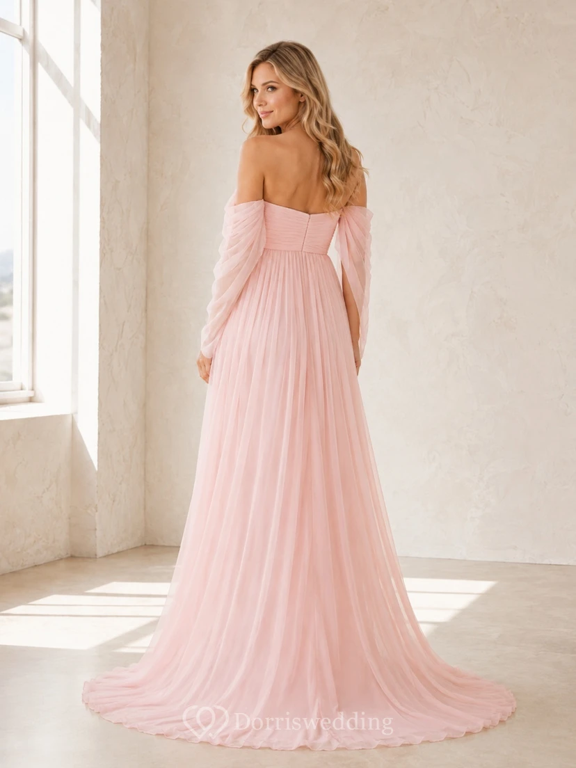 Blush Maternity Chiffon Off-the-shoulder Empire A-Line Sweep Train Romantic Gown view 2