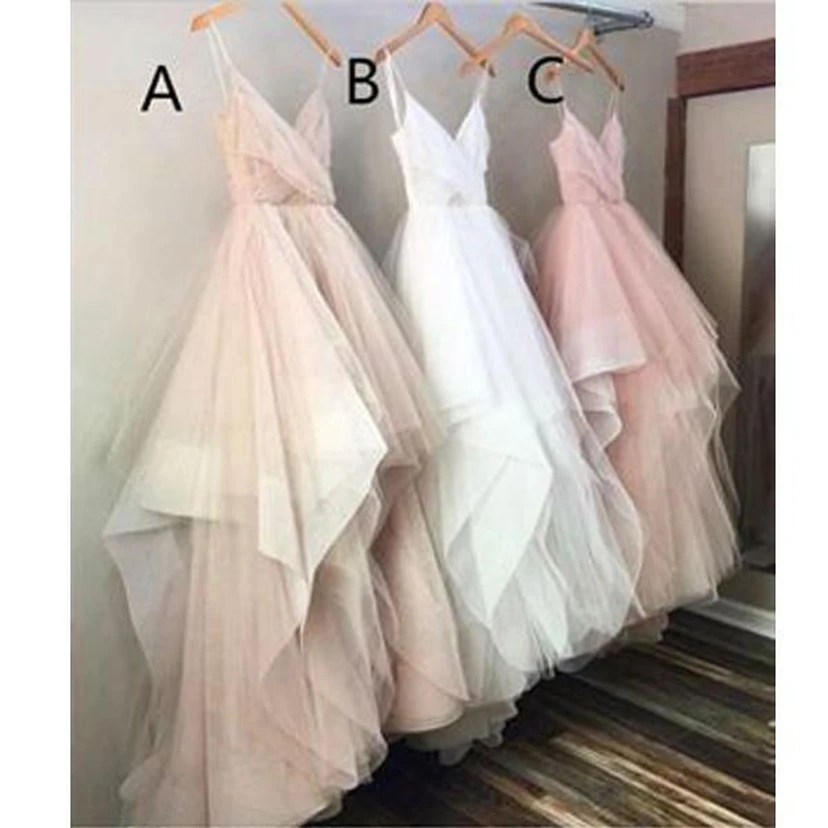 A-Line Tulle V-neck Sleeveless Zipper Dress view 3
