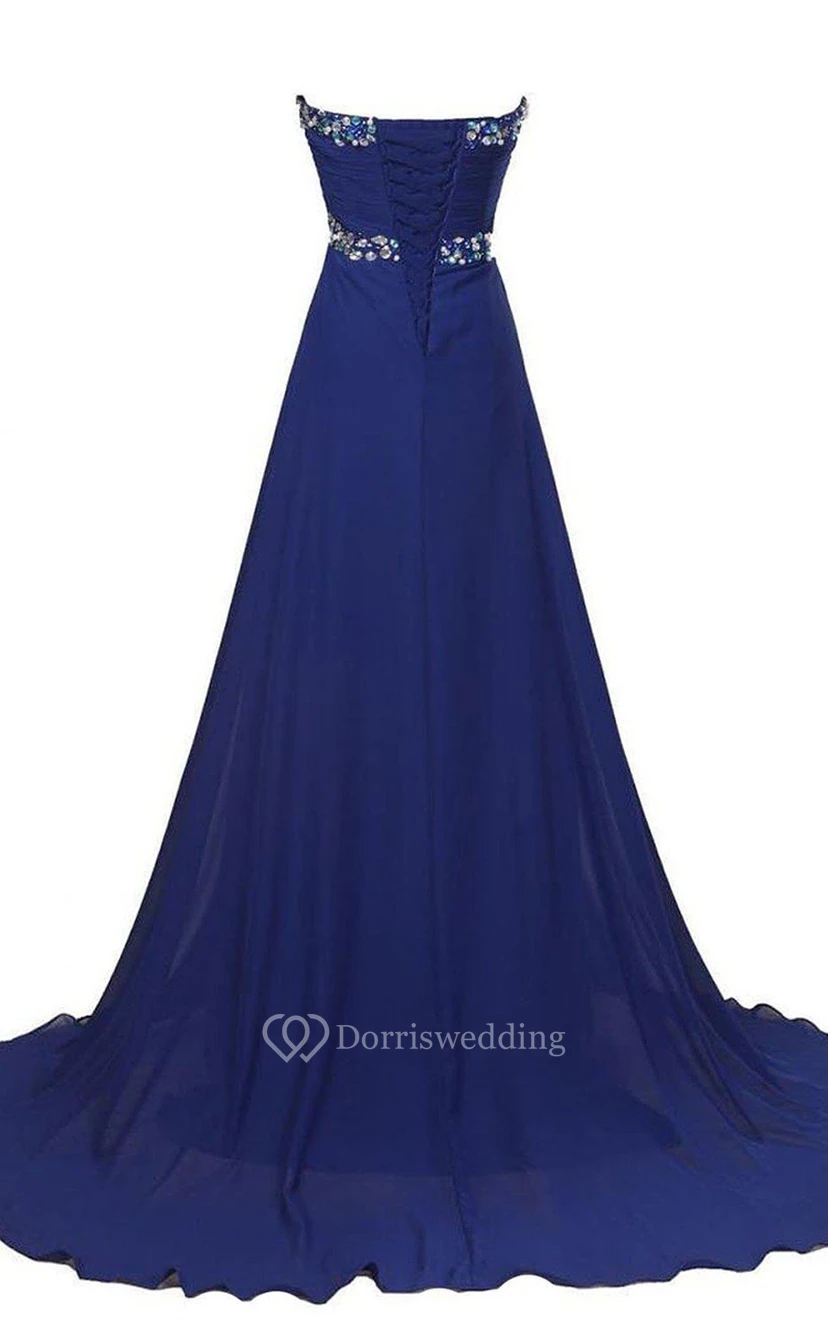 Sweetheart A-line Chiffon Gown With Rhinestones Detail view 2