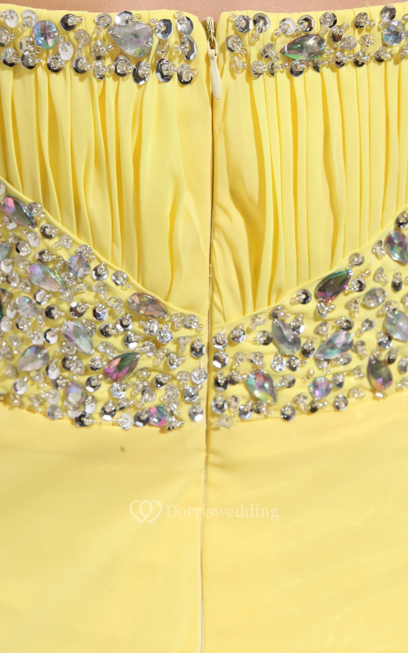 Adorable Chiffon Maxi Dress With Ruching and Beading view 7