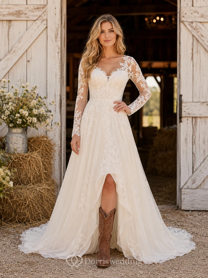 Robe de mariée de maternité épaules dénudées, coupe trapèze simple, en tulle, style champêtre, bustier cœur