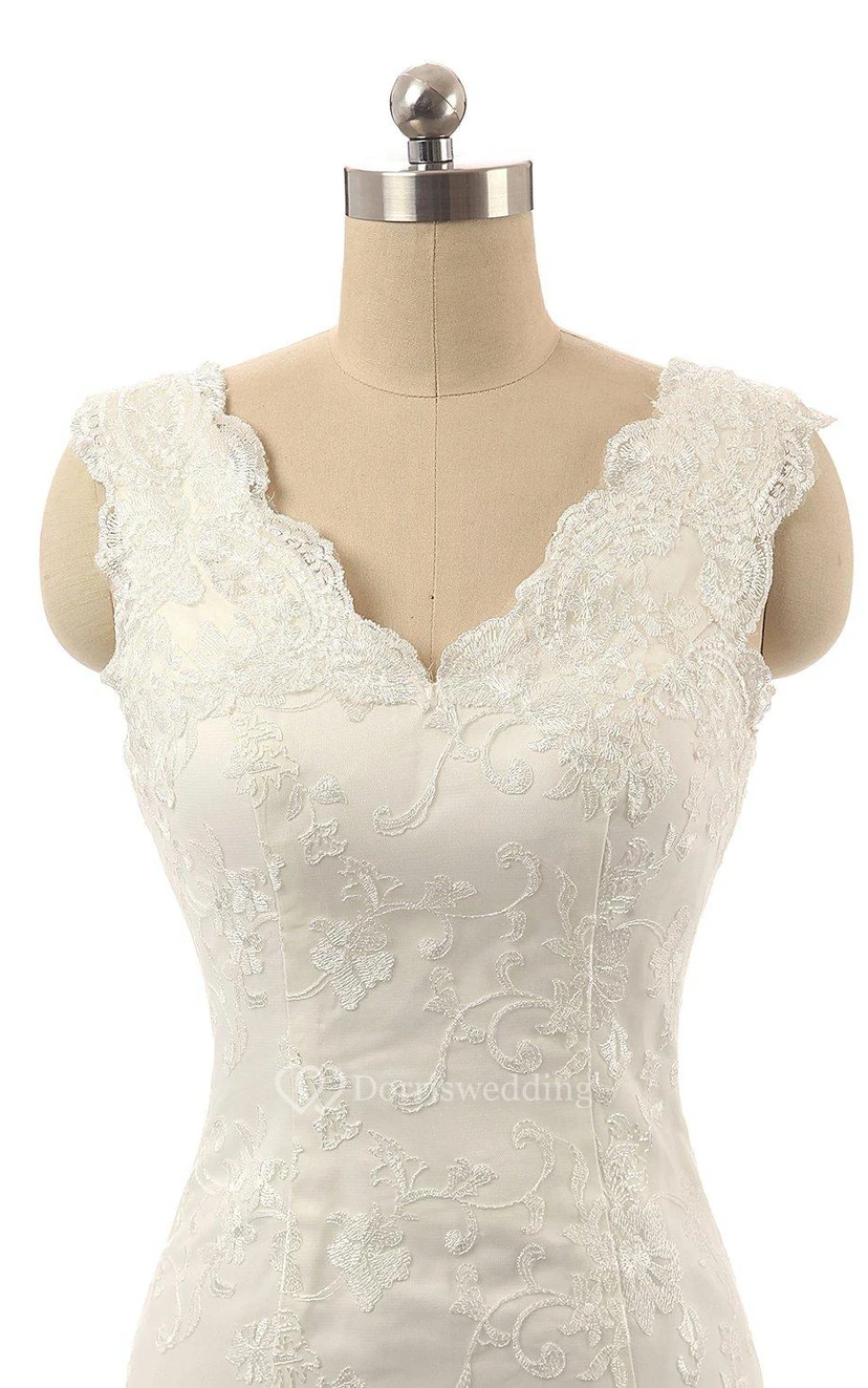 Meerjungfrauen-Träger, V-Ausschnitt, Glockenform, Perlenapplikationen, Reißverschluss, Korsett-Rücken, Träger aus Chiffon, Spitze, Pailletten, Organza, Satin und Taft view 3