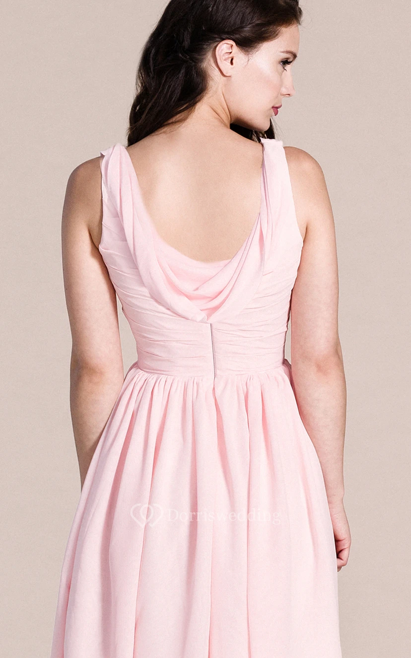 Sleeveless Chiffon Dress With Scoop Neck view 4