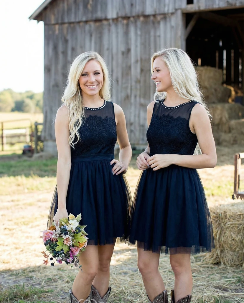 Short Tulle & Lace A-Line Cocktail Dress