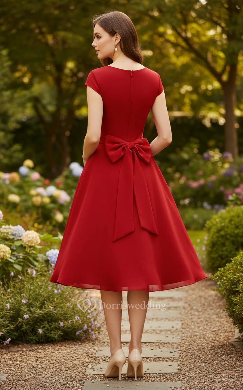 Encantador vestido plisado con lazo view 2
