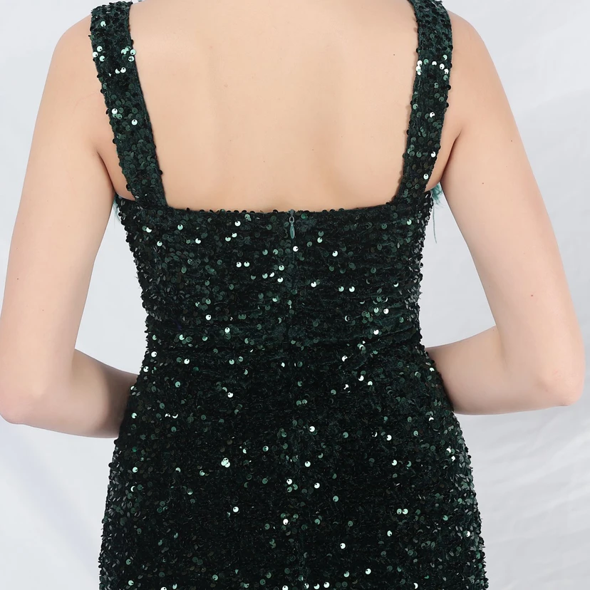Craft Ostrich Feather Velvet Sequined Evening Dress view 61