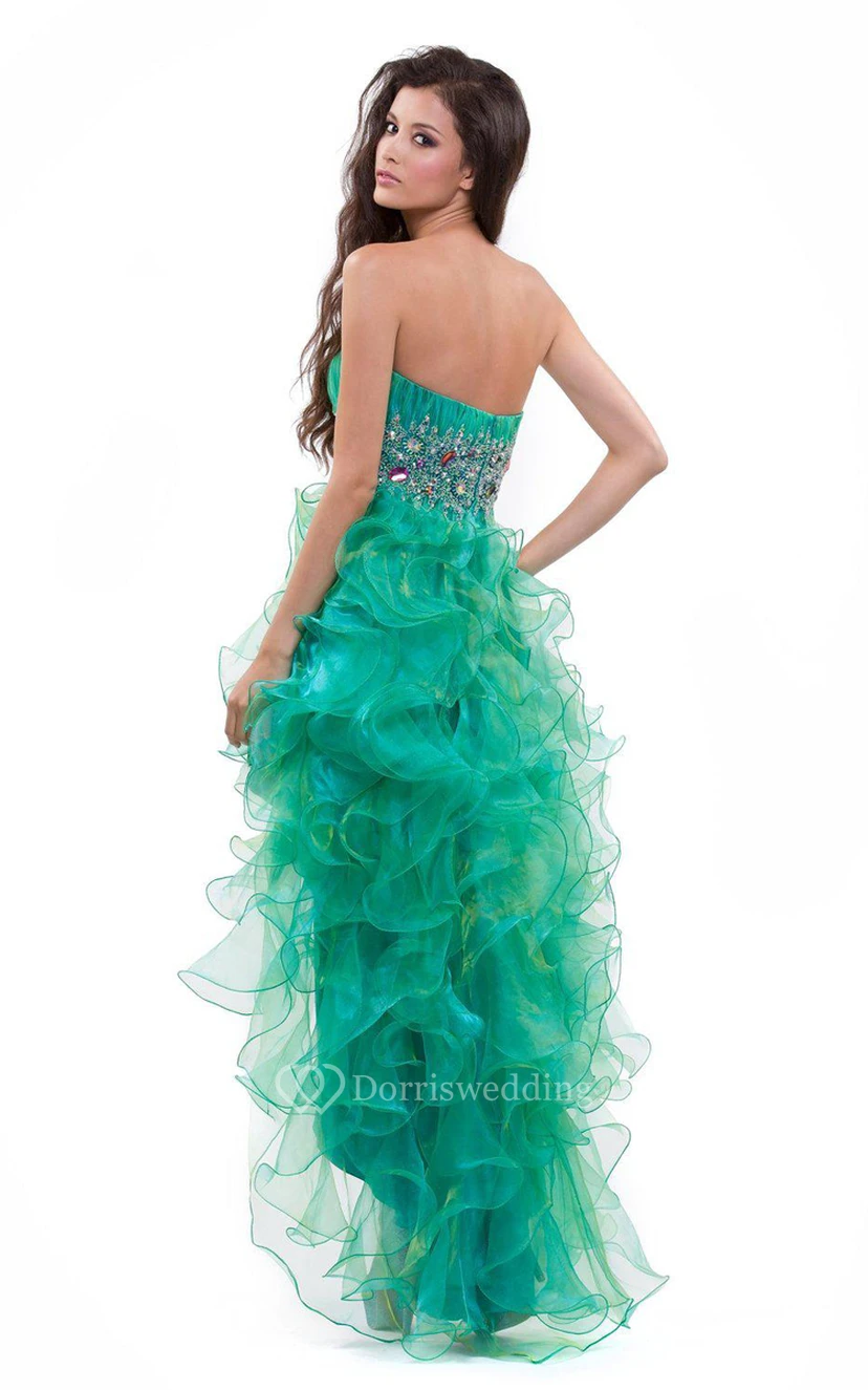 Sweetheart High-low Ruffled Dress With Rhinestones view 2
