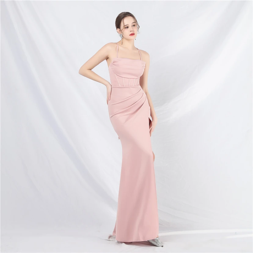 Vestido de noche de alta gama con tirantes y chaleco tipo espina de pescado Palace view 31