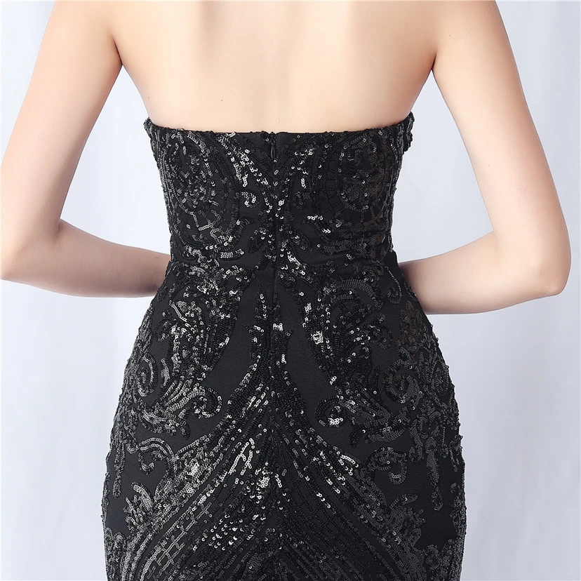 Positionierung Blumenschnitt Netz Pailletten Hochzeitsdinner Toast Party Abendkleid view 34